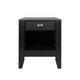 Crown Bedside Nightstand 21’’ 1 Drawer and Open Shelf Black MDF BM326009