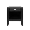 Crown Bedside Nightstand, 21", 1 Drawer and Open Shelf, Black MDF
