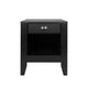 Crown Bedside Nightstand, 21", 1 Drawer and Open Shelf, Black MDF