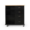 Rolling Kitchen Island Bar Cart w Drawers Shelves Brown n Black BM326010