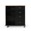Rolling Kitchen Island Bar Cart w Drawers, Shelves, Brown n Black