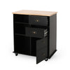 Rolling Kitchen Island Bar Cart w Drawers, Shelves, Brown n Black
