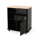 Rolling Kitchen Island Bar Cart w Drawers, Shelves, Brown n Black
