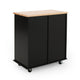 Rolling Kitchen Island Bar Cart w Drawers, Shelves, Brown n Black