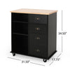 Rolling Kitchen Island Bar Cart w Drawers Shelves Brown n Black BM326010