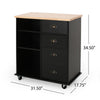 Rolling Kitchen Island Bar Cart w Drawers, Shelves, Brown n Black