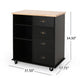 Rolling Kitchen Island Bar Cart w Drawers, Shelves, Brown n Black