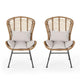Slay Outdoor Accent Chair Set of 2 25’’ Brown Woven Rattan Iron BM326011