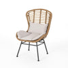 Slay Outdoor Accent Chair Set of 2, 25", Brown Woven Rattan, Iron