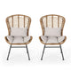 Slay Outdoor Accent Chair Set of 2, 25", Brown Woven Rattan, Iron
