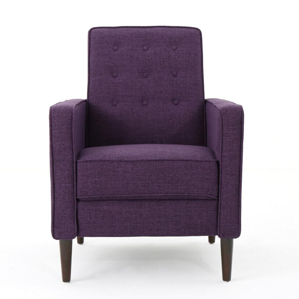 Dupe Manual Reclining Chair Button Tufted Design Purple Polyester BM326012
