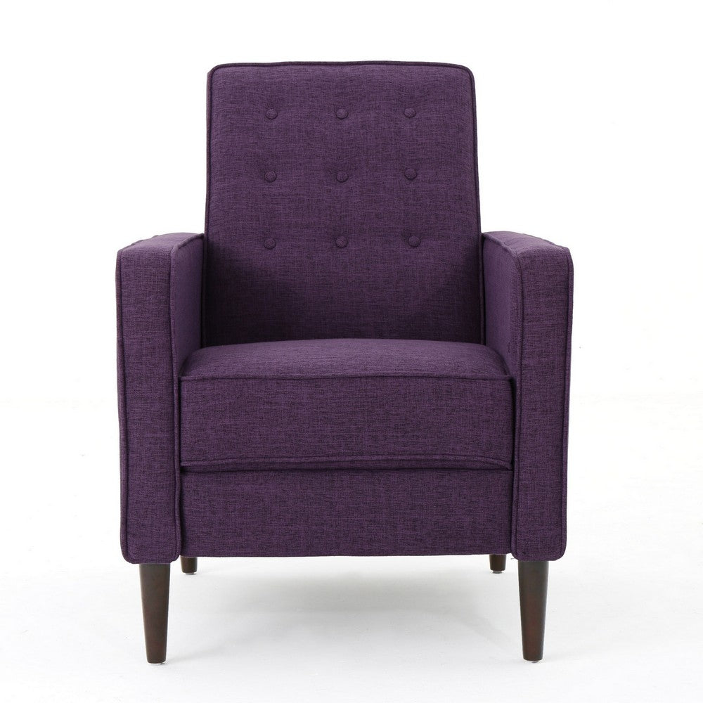 Dupe Manual Reclining Chair, Button Tufted Design, Purple Polyester