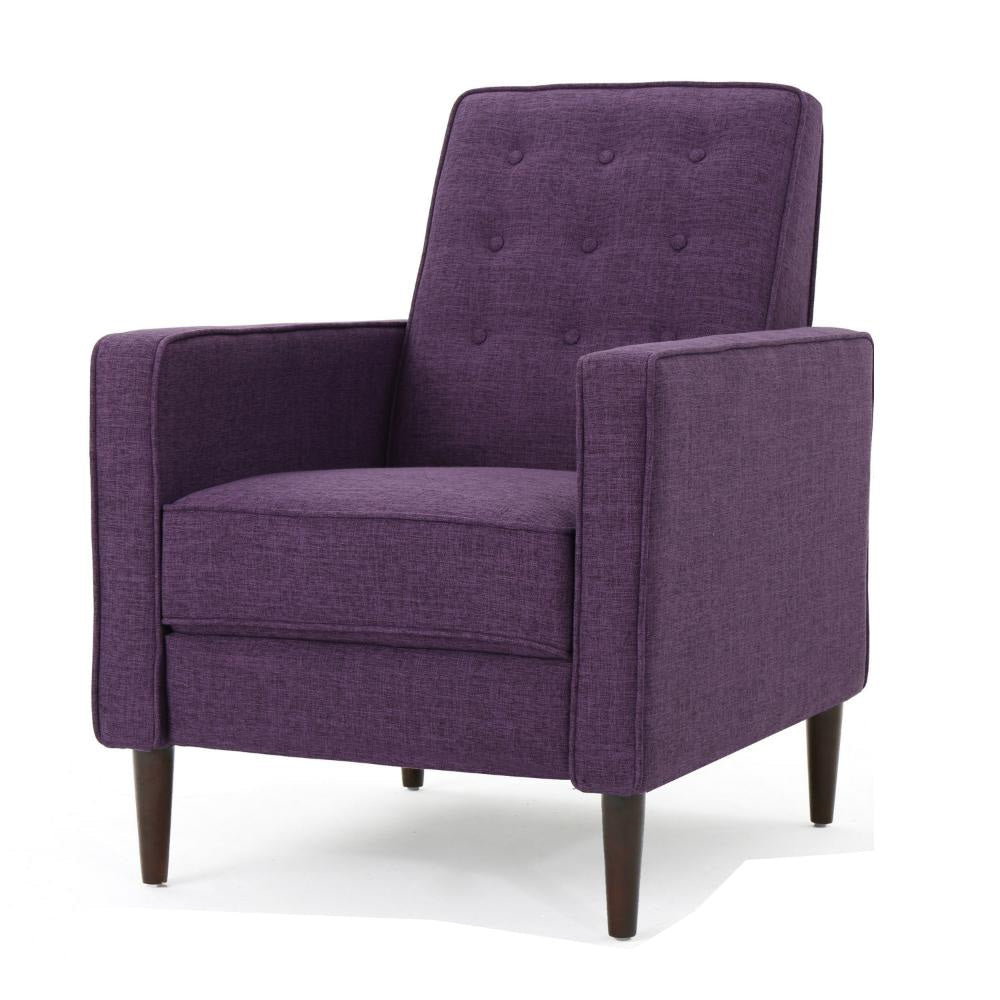 Dupe Manual Reclining Chair, Button Tufted Design, Purple Polyester
