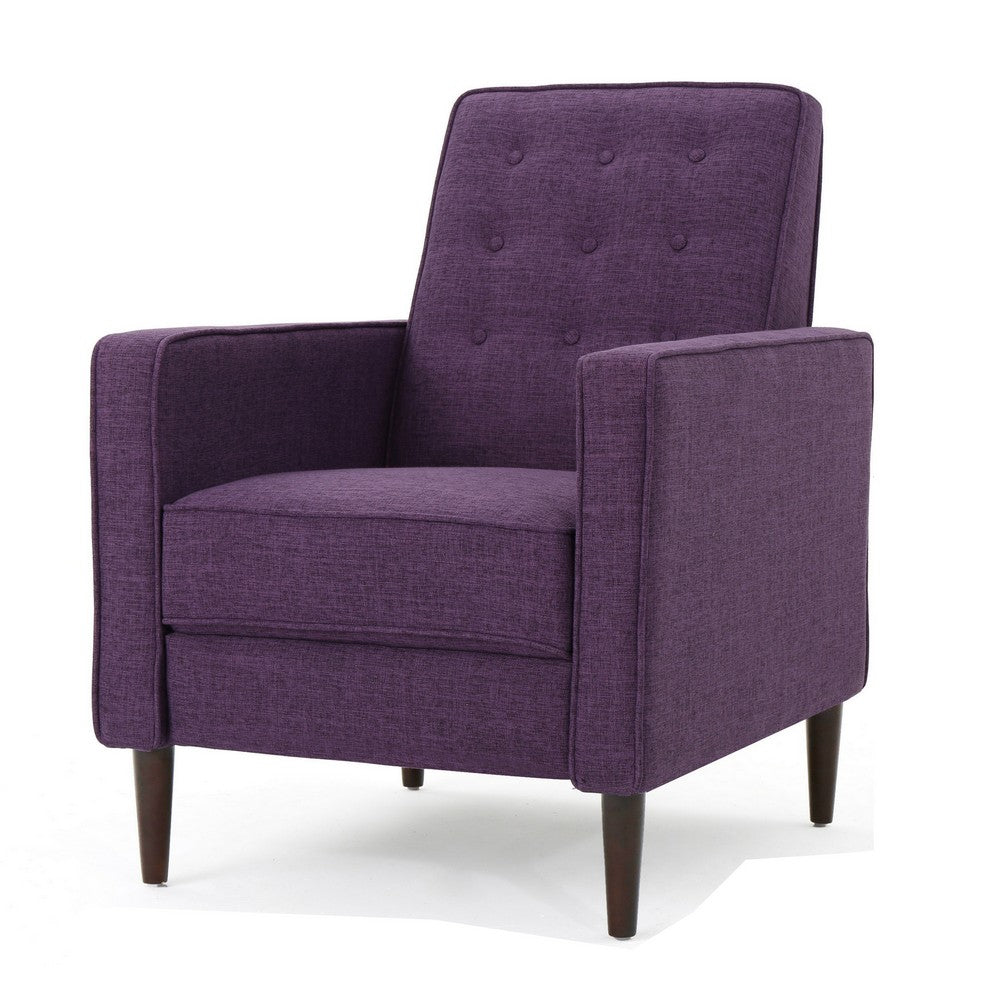 Dupe Manual Reclining Chair, Button Tufted Design, Purple Polyester