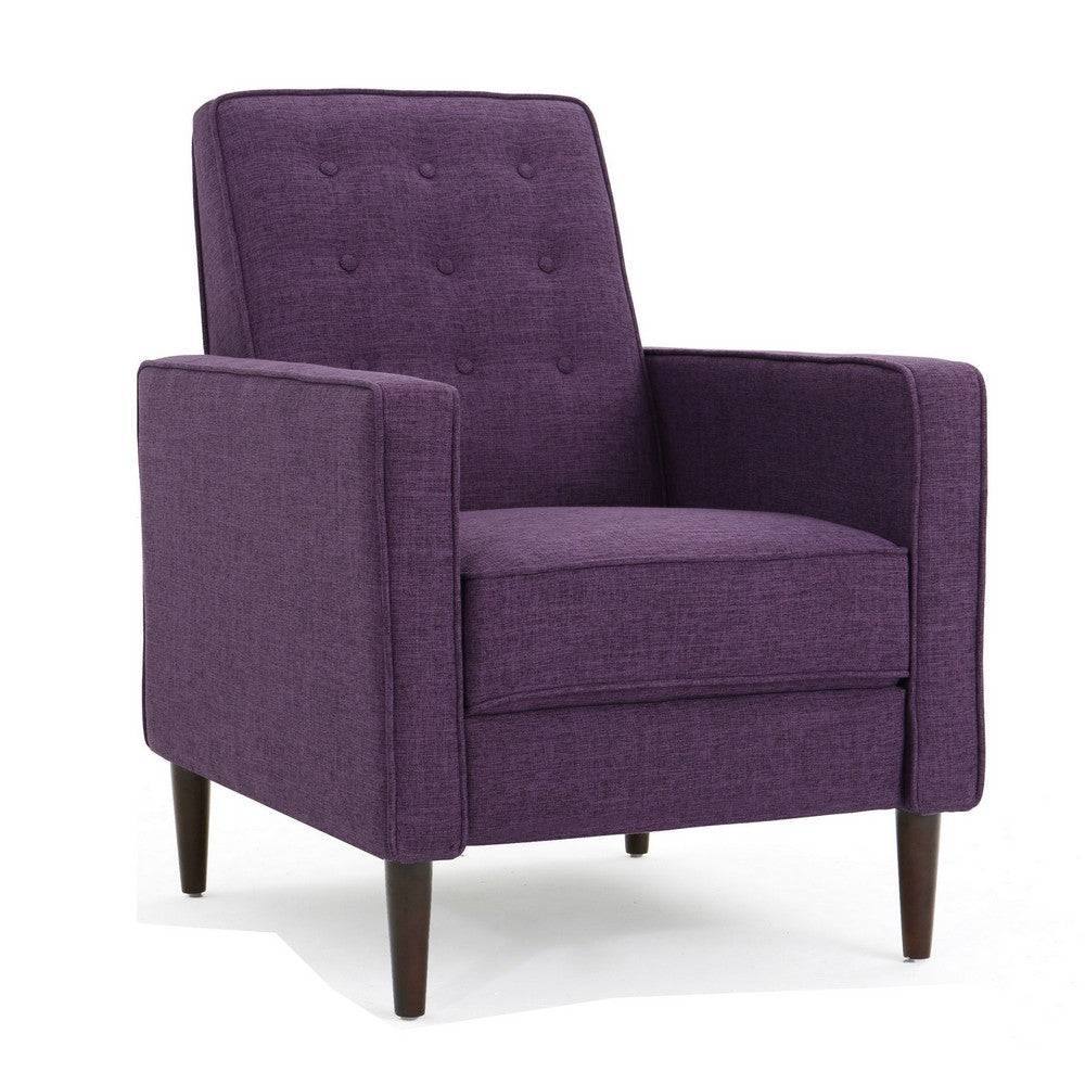 Dupe Manual Reclining Chair, Button Tufted Design, Purple Polyester