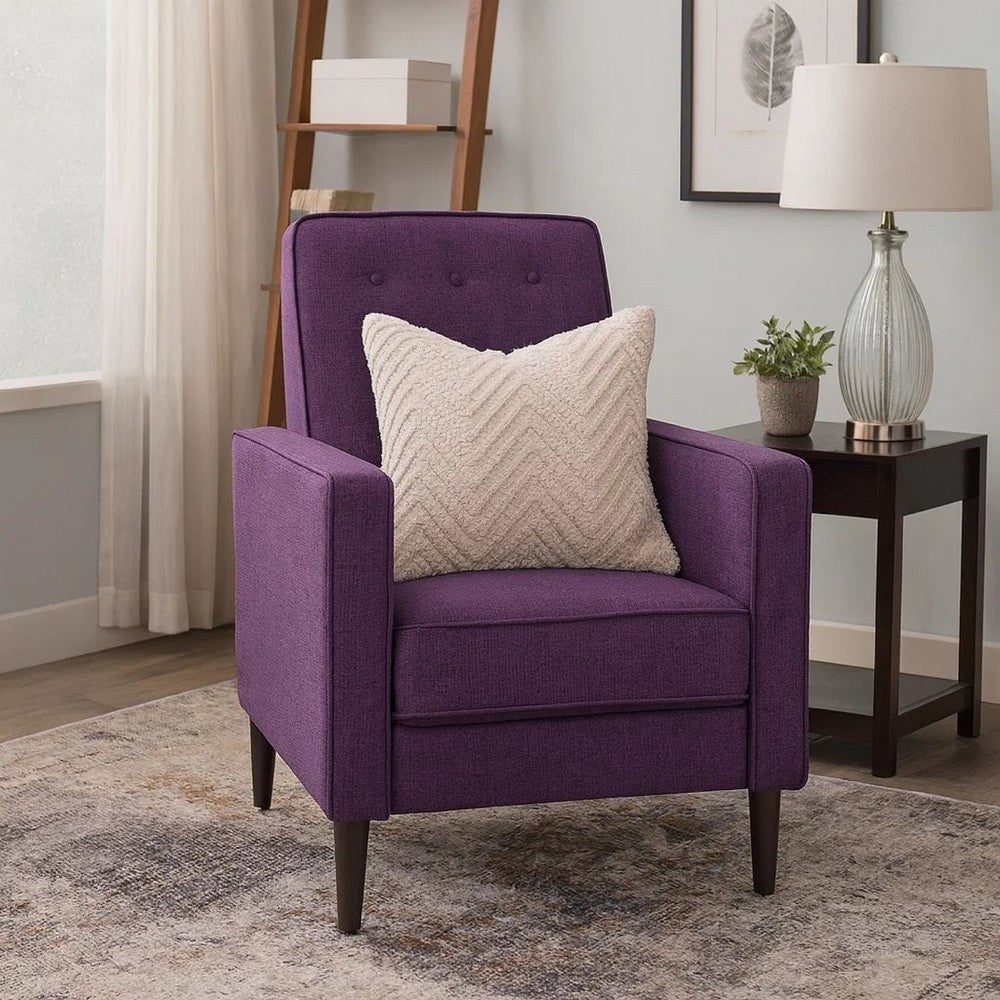 Dupe Manual Reclining Chair, Button Tufted Design, Purple Polyester