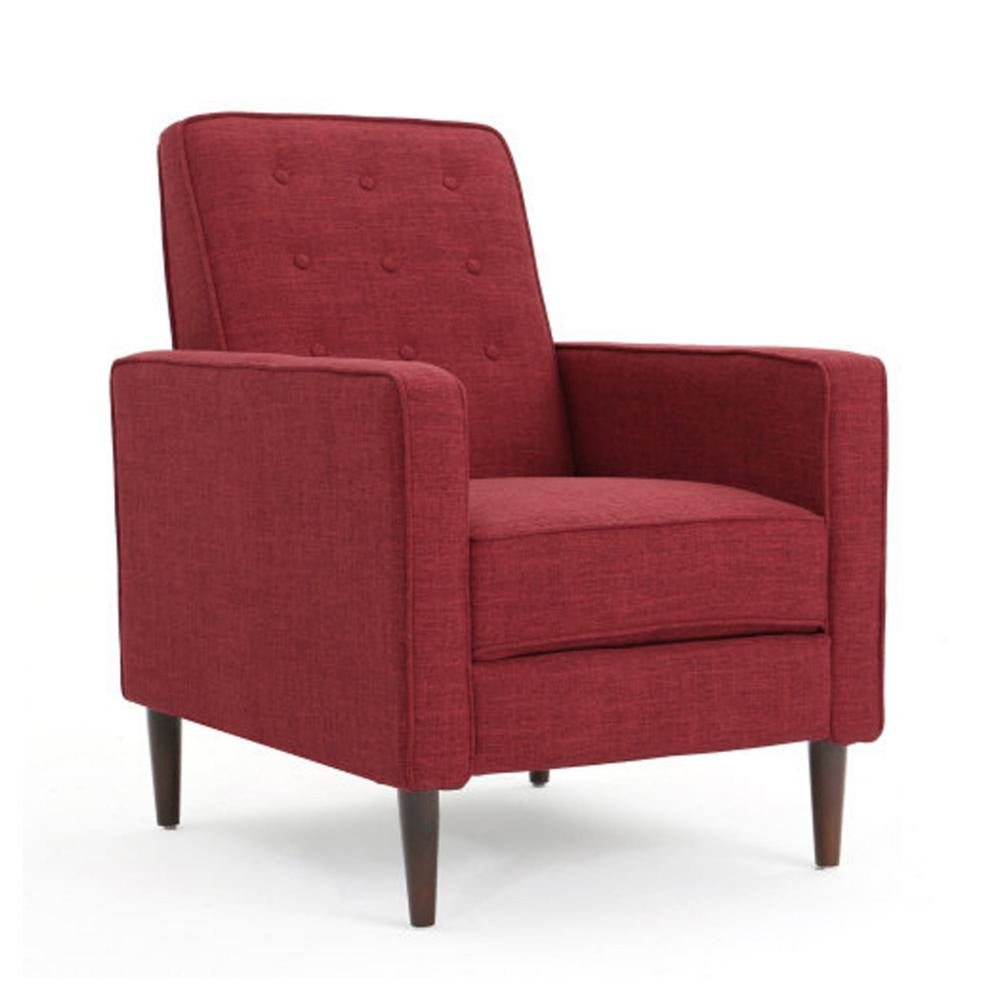 Dupe Manual Reclining Chair Button Tufted Design Red Polyester BM326014