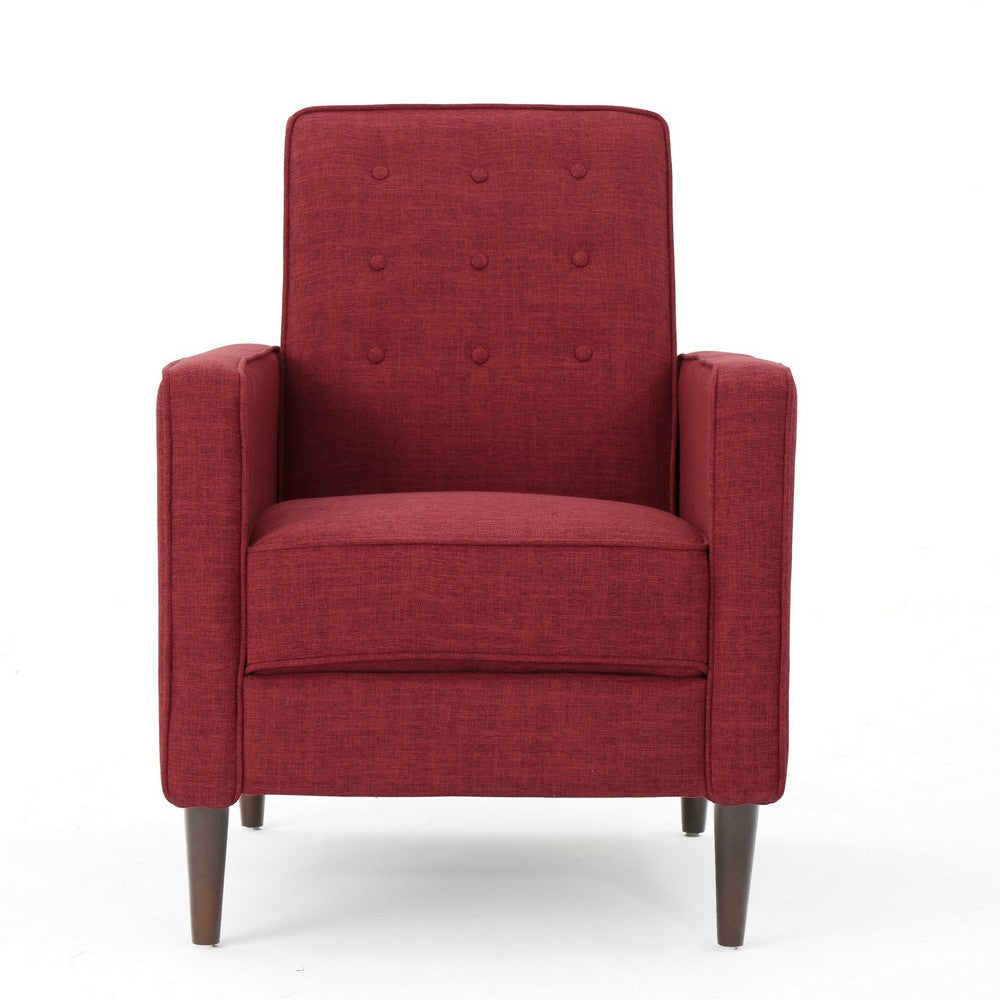 Dupe Manual Reclining Chair, Button Tufted Design, Red Polyester