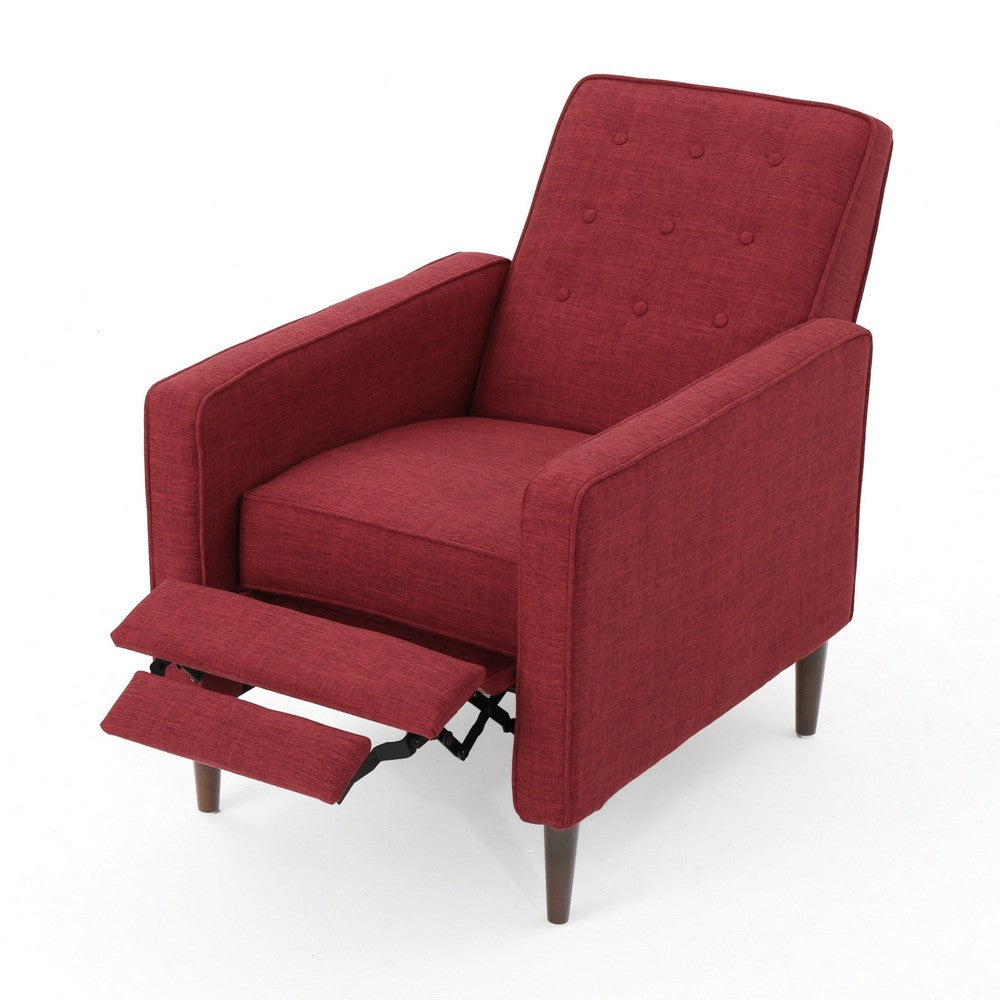 Dupe Manual Reclining Chair, Button Tufted Design, Red Polyester