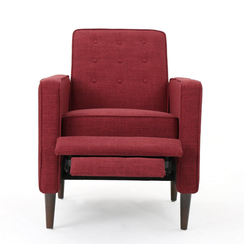 Dupe Manual Reclining Chair Button Tufted Design Red Polyester BM326014