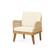 Oud Accent Club Chair, Ivory Cushions, Rope Weaving, Brown Acacia Wood