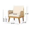 Oud Accent Club Chair Ivory Cushions Rope Weaving Brown Acacia Wood BM326015