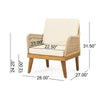 Oud Accent Club Chair, Ivory Cushions, Rope Weaving, Brown Acacia Wood