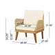 Oud Accent Club Chair, Ivory Cushions, Rope Weaving, Brown Acacia Wood