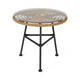 Tee Outdoor Side End Table, 20" Rattan Weave, Glass Top, Steel Legs
