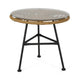 Tee Outdoor Side End Table 20’’ Rattan Weave Glass Top Steel Legs BM326016