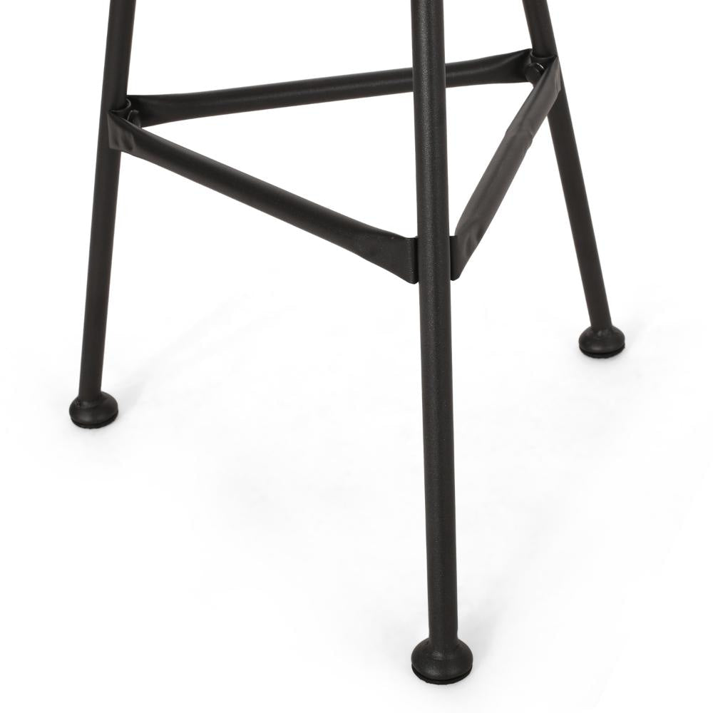 Tee Outdoor Side End Table 20’’ Rattan Weave Glass Top Steel Legs BM326016
