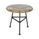 Tee Outdoor Side End Table, 20" Rattan Weave, Glass Top, Steel Legs