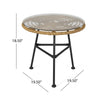 Tee Outdoor Side End Table 20’’ Rattan Weave Glass Top Steel Legs BM326016