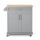 Shine Rolling Kitchen Bar Cart 2 Doors 1 Drawer Gray Natural Brown BM326017