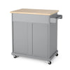 Shine Rolling Kitchen Bar Cart 2 Doors 1 Drawer Gray Natural Brown BM326017
