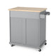 Shine Rolling Kitchen Bar Cart 2 Doors 1 Drawer Gray Natural Brown BM326017