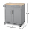 Shine Rolling Kitchen Bar Cart 2 Doors 1 Drawer Gray Natural Brown BM326017