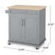 Shine Rolling Kitchen Bar Cart 2 Doors 1 Drawer Gray Natural Brown BM326017