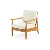 Accent Club Chair, Ivory Fabric Cushions, Brown Acacia Wood Frame