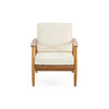 Accent Club Chair Ivory Fabric Cushions Brown Acacia Wood Frame BM326018