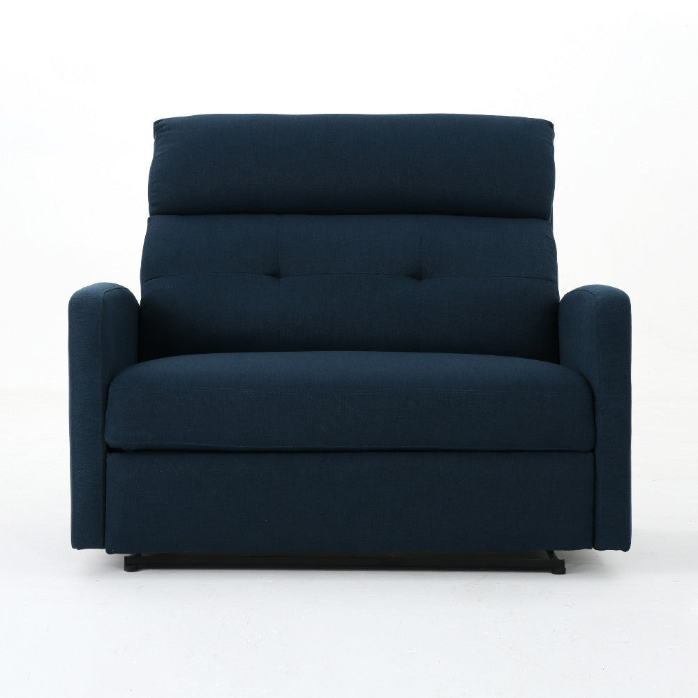 Power Recliner Chair Oversize Wide Seat Tufted Navy Blue Fabric BM326019