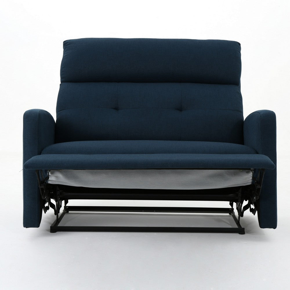 Power Recliner Chair, Oversize Wide Seat, Tufted Navy Blue Fabric