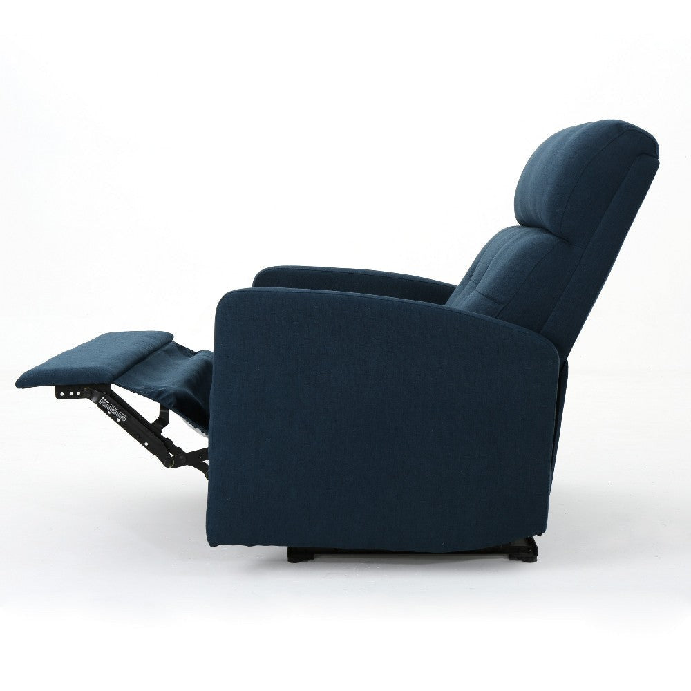 Power Recliner Chair Oversize Wide Seat Tufted Navy Blue Fabric BM326019