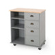 Rolling Kitchen Island Bar Cart, Drawers Shelves, Wheels, Brown, Gray