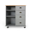 Rolling Kitchen Island Bar Cart, Drawers Shelves, Wheels, Brown, Gray