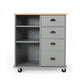 Rolling Kitchen Island Bar Cart, Drawers Shelves, Wheels, Brown, Gray