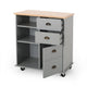 Rolling Kitchen Island Bar Cart, Drawers Shelves, Wheels, Brown, Gray