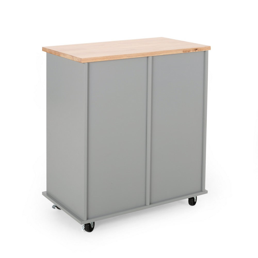 Rolling Kitchen Island Bar Cart, Drawers Shelves, Wheels, Brown, Gray