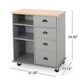 Rolling Kitchen Island Bar Cart, Drawers Shelves, Wheels, Brown, Gray
