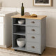 Rolling Kitchen Island Bar Cart, Drawers Shelves, Wheels, Brown, Gray